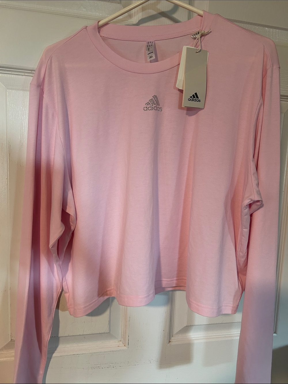 adidas Light Pink Long-Sleeve Performance Tee